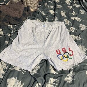 Vintage Champion Heavyweight Gray Sweat Shorts USA Olympics Medium